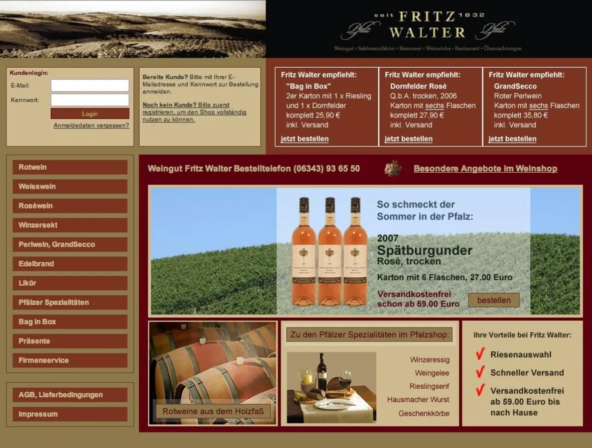 Onlineshop von numero2 für Winzer mit Anbindung an Standardsoftware