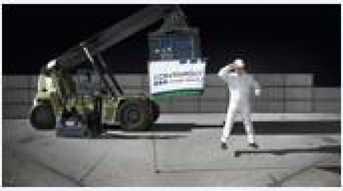 Nachstellung einer Szene der ersten Mondlandung am Contargo-Terminal in Valenciennes (©Contargo)