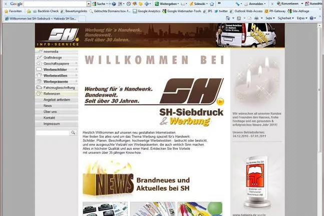 Neuer Internetauftritt von SH-Siebdruck Bild: Neuer Internetauftritt von SH-Siebdruck