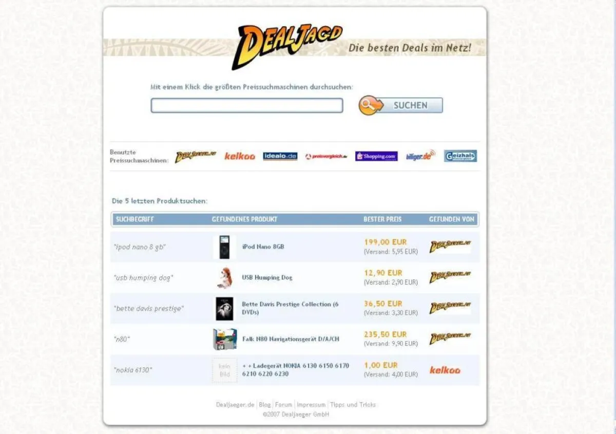 Screenhot Dealjagd.de: Die besten Preise im Netz