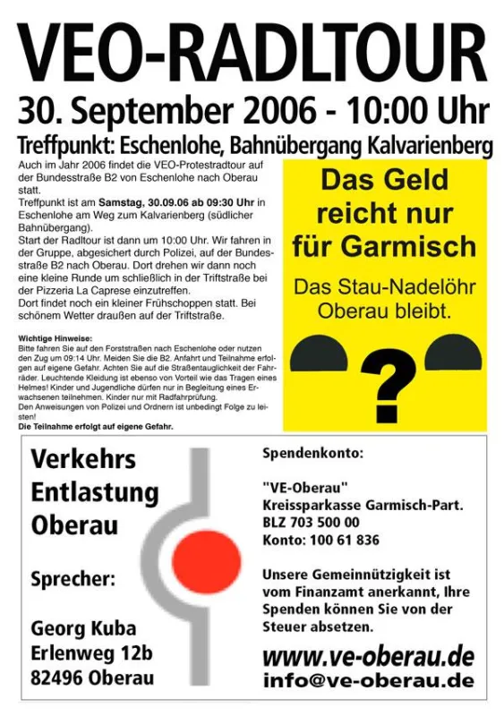 Einladung zur Protestradtour der VEO 2006.