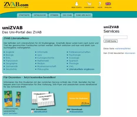 Bild: uniZVAB.de - Neuer Service für Studenten und Dozenten