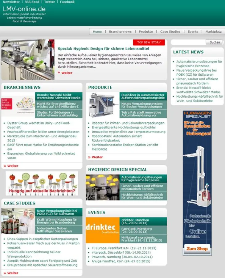 Ab sofort präsentiert Lebensmittelverarbeitung-online.de das Informationsspecial Hygienic Design