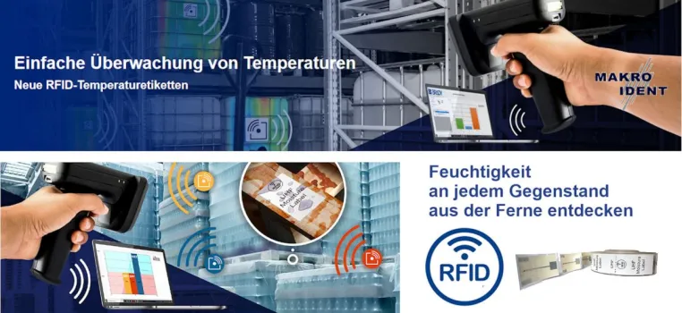 Bild: RFID-Etiketten mit Sensor für die Temperatur-  oder Feuchtigkeitserkennung
