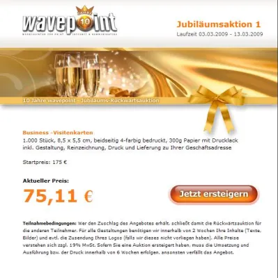 Werbung zu versteigern Bild: Werbung zu versteigern