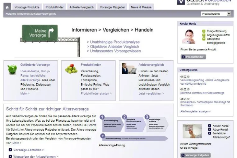Bild: SelberVorsorgen.de – Neues Verbraucherportal für die Altersvorsorge