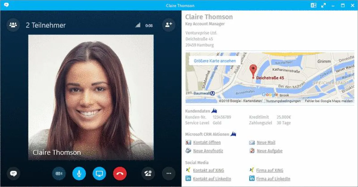 Integration in Skype for Business