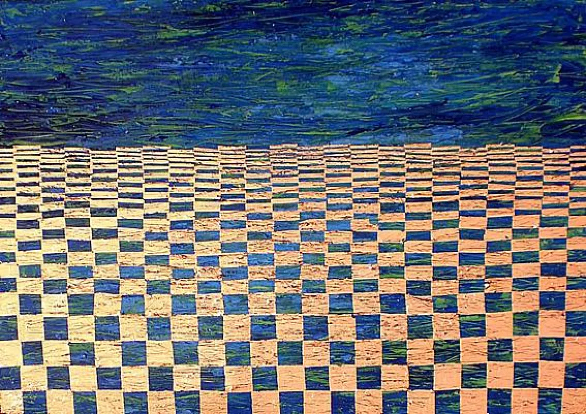 Goldbild: Horizont (oil acrylmixtechnik mit 24K Blattgold)