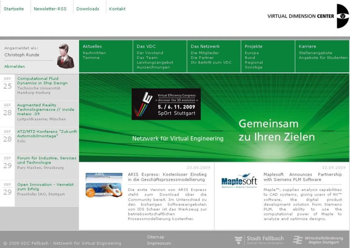 Die neue Website des Virtual Dimension Center (VDC) Fellbach: News, Termine, Kompetenzen, Jobmarkt