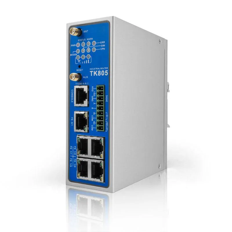 Industrieller LTE Router TK805L-EX0 mit externen Antennen für die Hutschiene