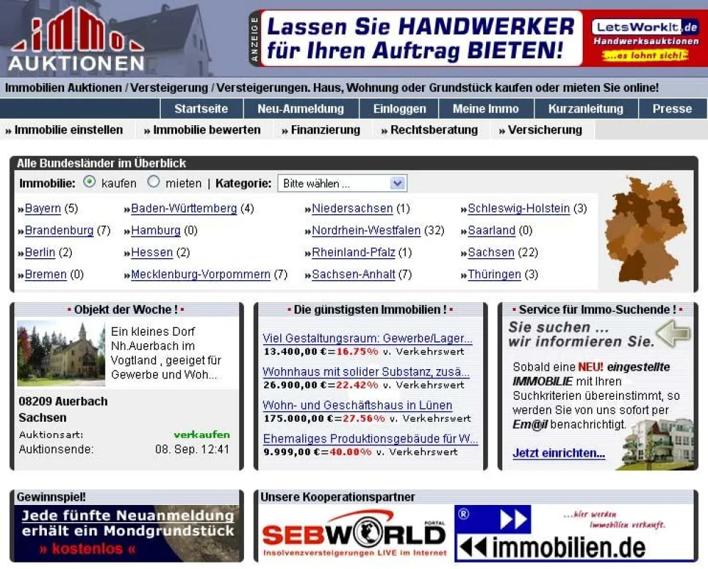 Screenshot www.ImmoAuktionen.de