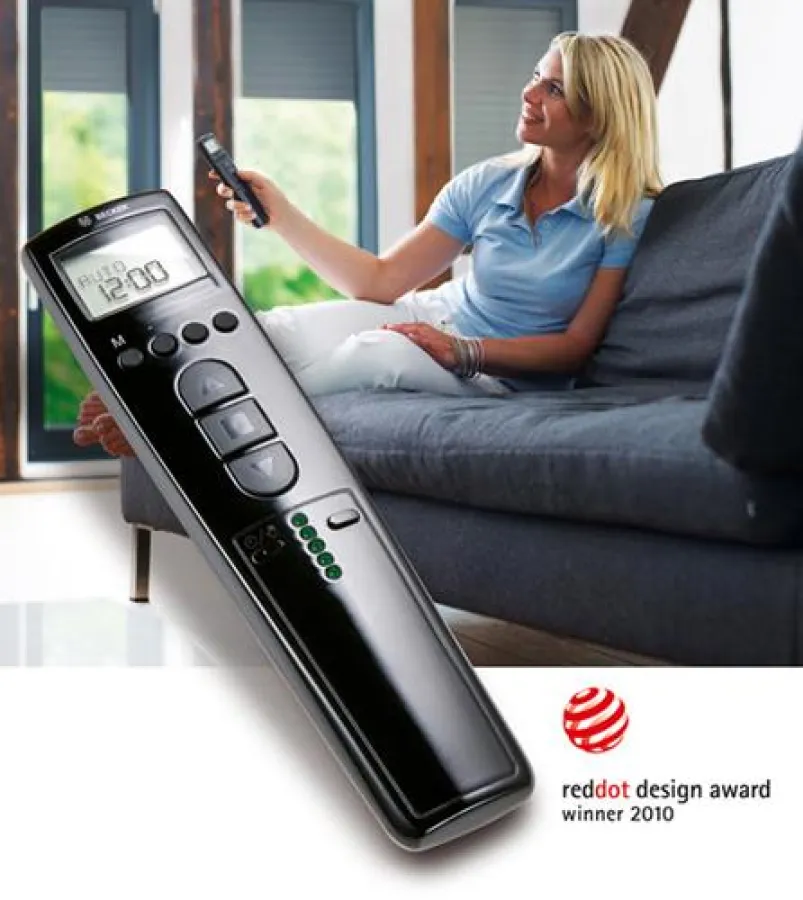 Das Kriterium für den Gewinn des red dot award ist neben einem hervorragenden Design auch die Anwender­freund­lichkeit. Die internationale Jury sah in der Rollladen- und Sonnenschutz-Steuerung Centron
