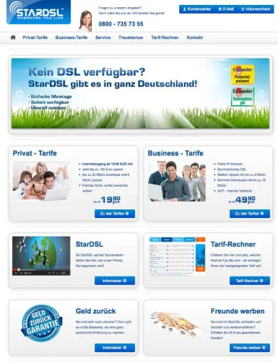 Bild: StarDSL wie verwandelt: Internetpräsenz erstrahlt in neuem Glanz