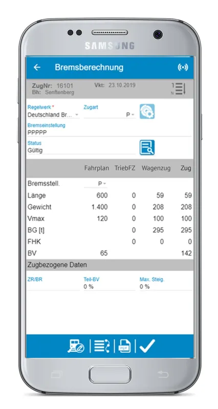 automatische Bremsberechnung per App