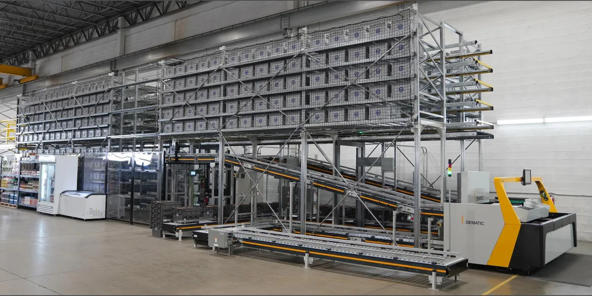 Die neue Dematic Micro-Fulfillment-Lösung für hohe Durchsatzraten. (Foto: Dematic)