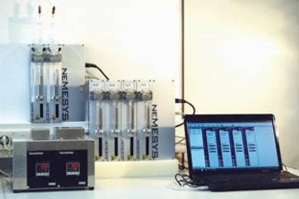 Bild: Beschichtung magnetischer Nanoteilchen im Mikroreaktor