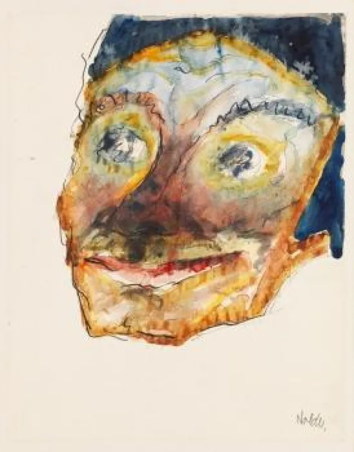 Emil Nolde, Kopf. Wohl 1916-1918, Aquarell und Tusche. 26,8 x 21 cm (10.5 x 8.2 in) Schätzpreis: EUR 25.000-35.000