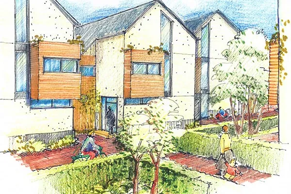 Bild: Eines der letzten Baugrundstücke in Düsseldorf Niederkassel wird bebaut: Sechs exklusive Einfamilienhäuser mit weitläufiger Gartenanlage