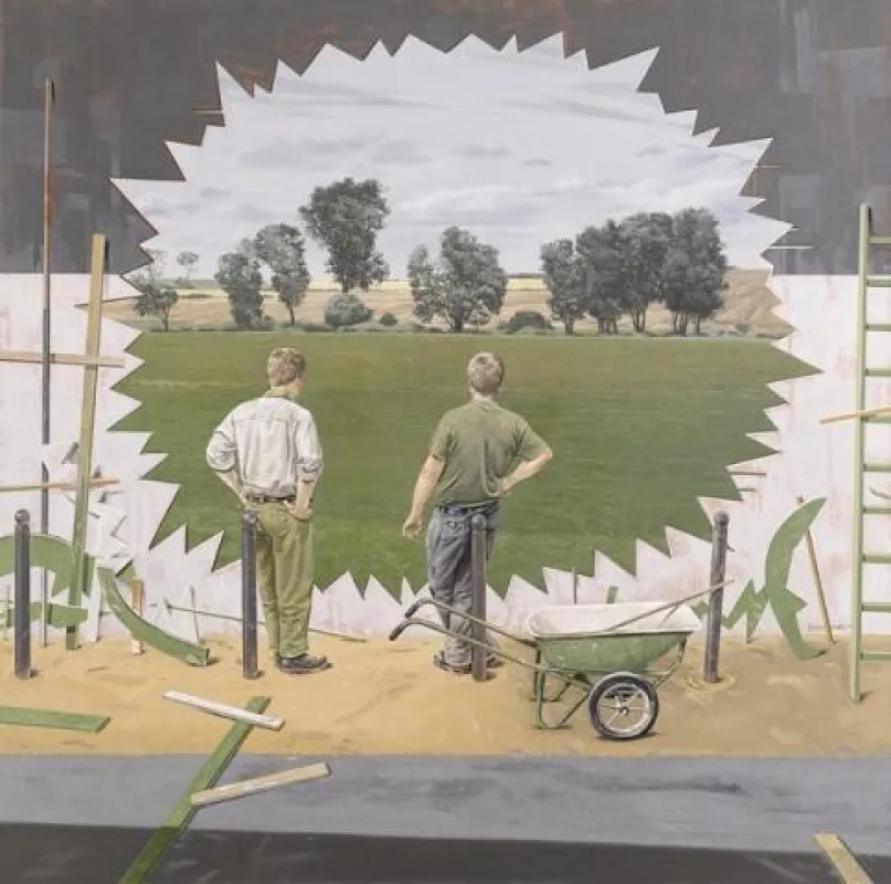 Volker Blumkowski, Fette Wiese, 2007, Öl auf Leinwand, 150 x 150 cm