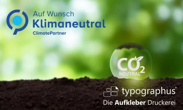 Bild: Jetzt Aufkleber klimaneutral drucken? Kein Problem mit Typographus.