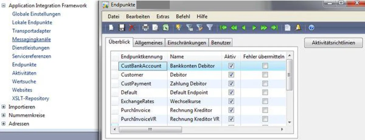 Das AIF in Microsoft Dynamics AX für SAP-Schnittstelle