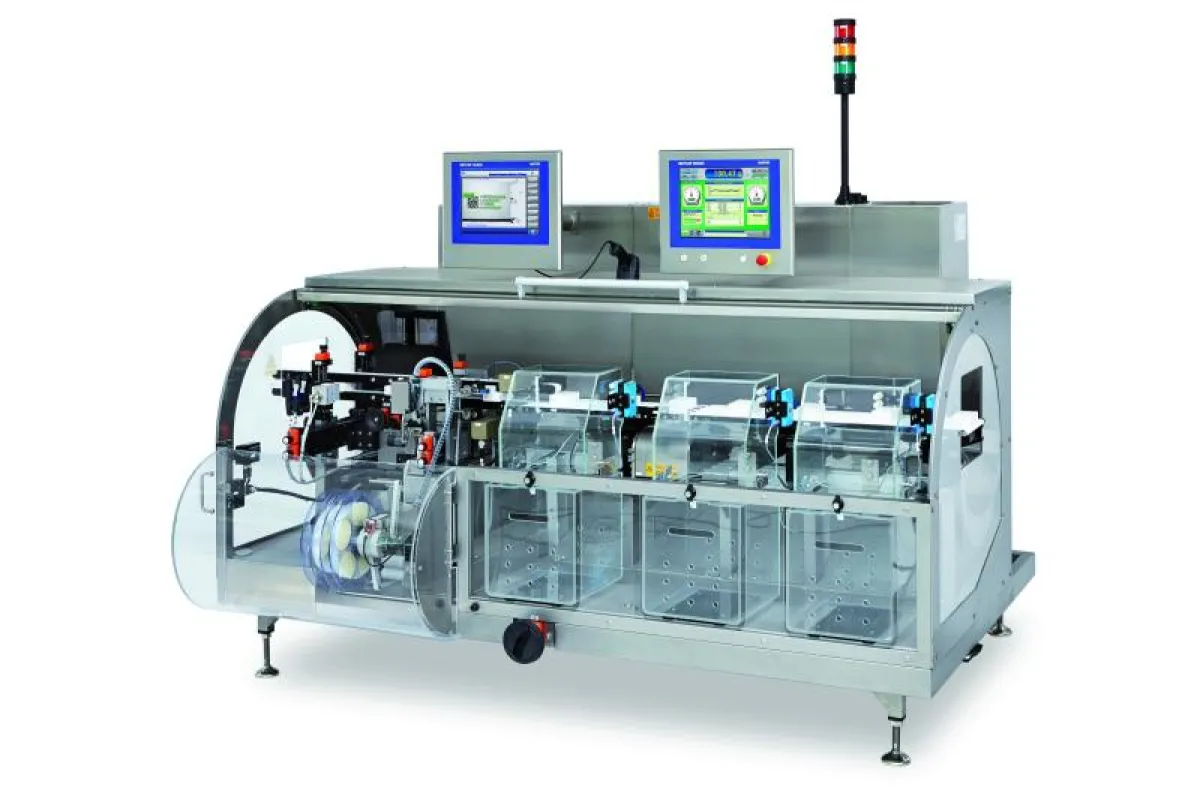 Das Komplettsystem XS2 MV TE kennzeichnet, versiegelt und verwiegt jedes einzelne Pharmaerzeugnis.