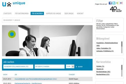 Bild: Jobsuche im Internet erfolgreich - Karriere-Website von Unique Personalservice ganz vorn