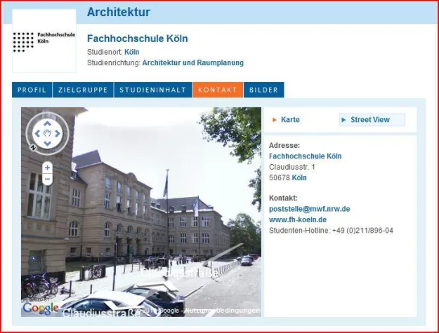 Bild: Innovation bei Bildungsweb: Google-Street-View verfügbar