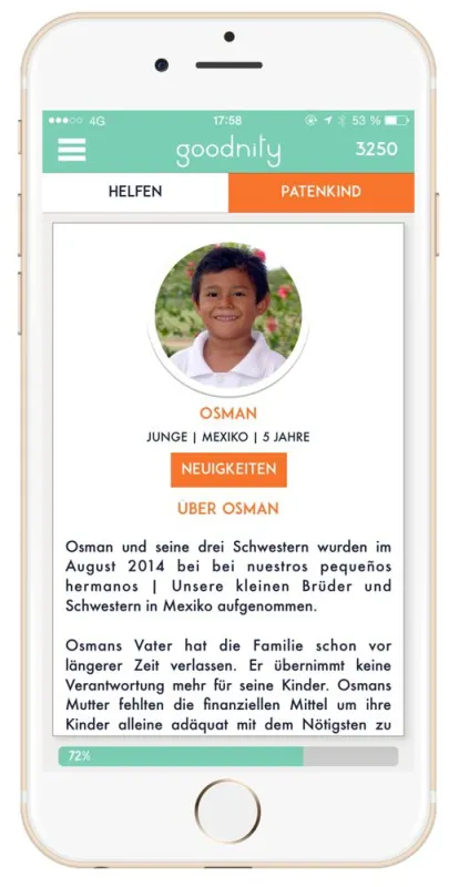 Innerhalb der App erhalten Nutzer Informationen über das Projekt, welches sie unterstützen.