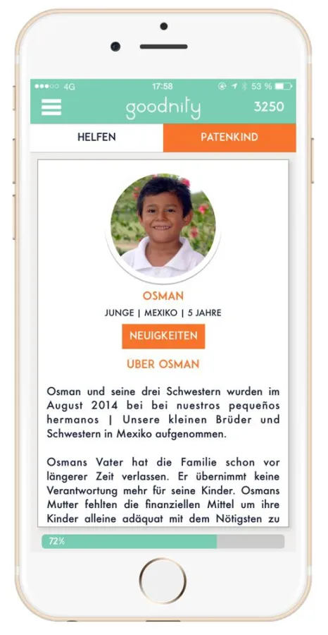 Innerhalb der App erhalten Nutzer Informationen über das Projekt, welches sie unterstützen.