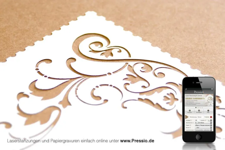 Pressio.de eröffnet Onlineshop für Laserstanzungen und Papiergravuren Bild: Pressio.de eröffnet Onlineshop für Laserstanzungen und Papiergravuren