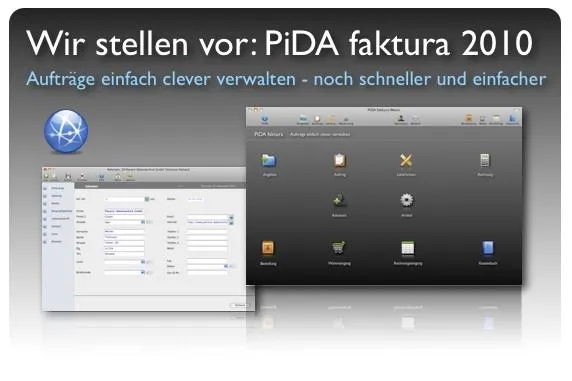 Bild: Ab sofort steht PiDA faktura 2010, die Fakturalösung für Mac und Win, zur Verfügung