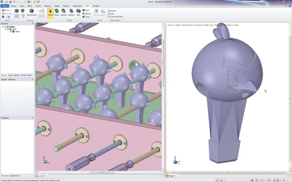 STL Prep 3D Printing verbindet STL-Dateien mit Volumenmodellen. Bild: SpaceClaim Corporation