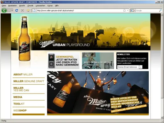 Bild: Miller Genuine Draft – Der „Urban Playground im Web“ positioniert sich auf dem deutschen Markt