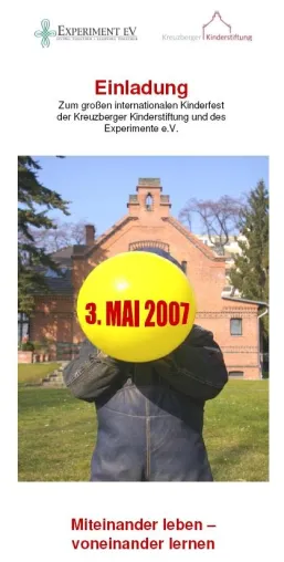 Bild: Presseeinladung zum großen internationalen Kinderfest der Kreuzberger Kinderstiftung und des Experimente e.V.