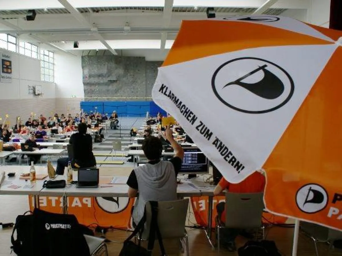 Blick von der Bühne beim Landesparteitag der Piratenpartei Baden-Württemberg