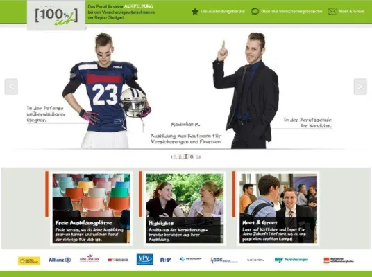 Bild: 100%ich – Versicherer der Region Stuttgart launchen Ausbildungsportal