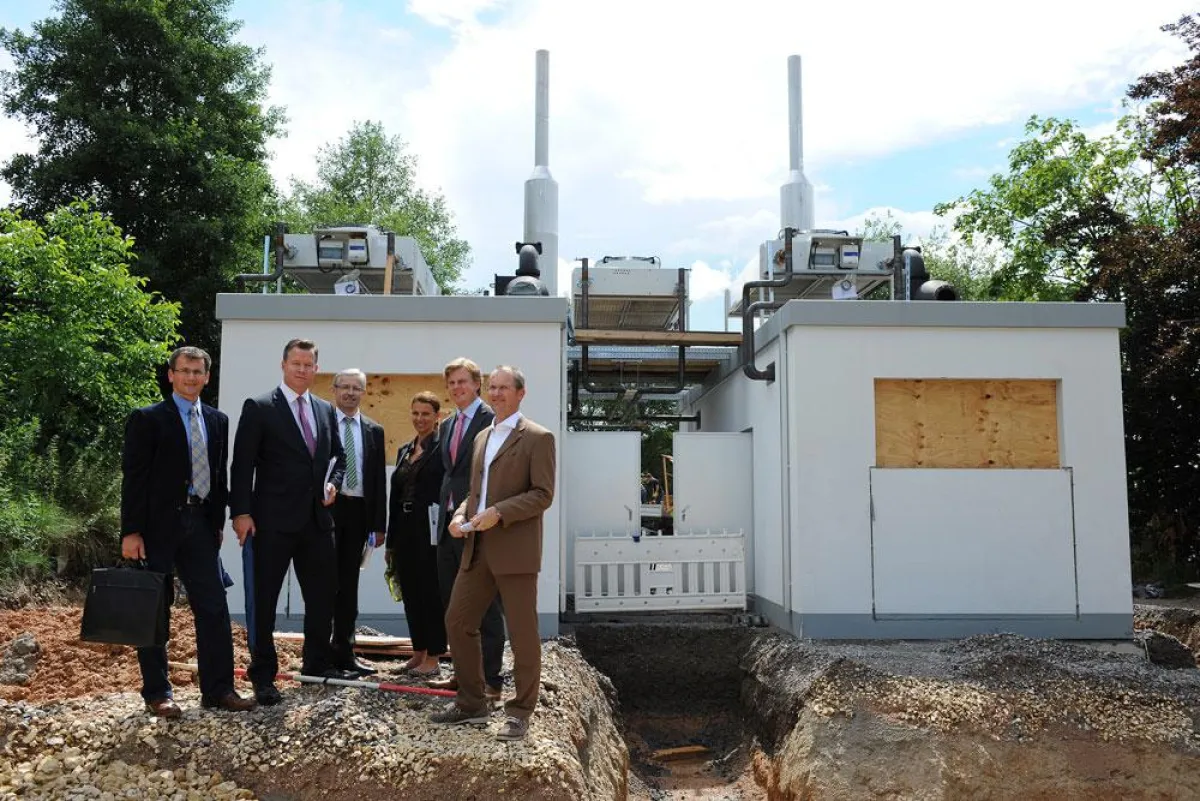 Baustellenbesichtigung, v.l.n.r. Markus Neumüller, Olaf Hermes, Karl-Wolfgang Brunner, Andrea Radlbe