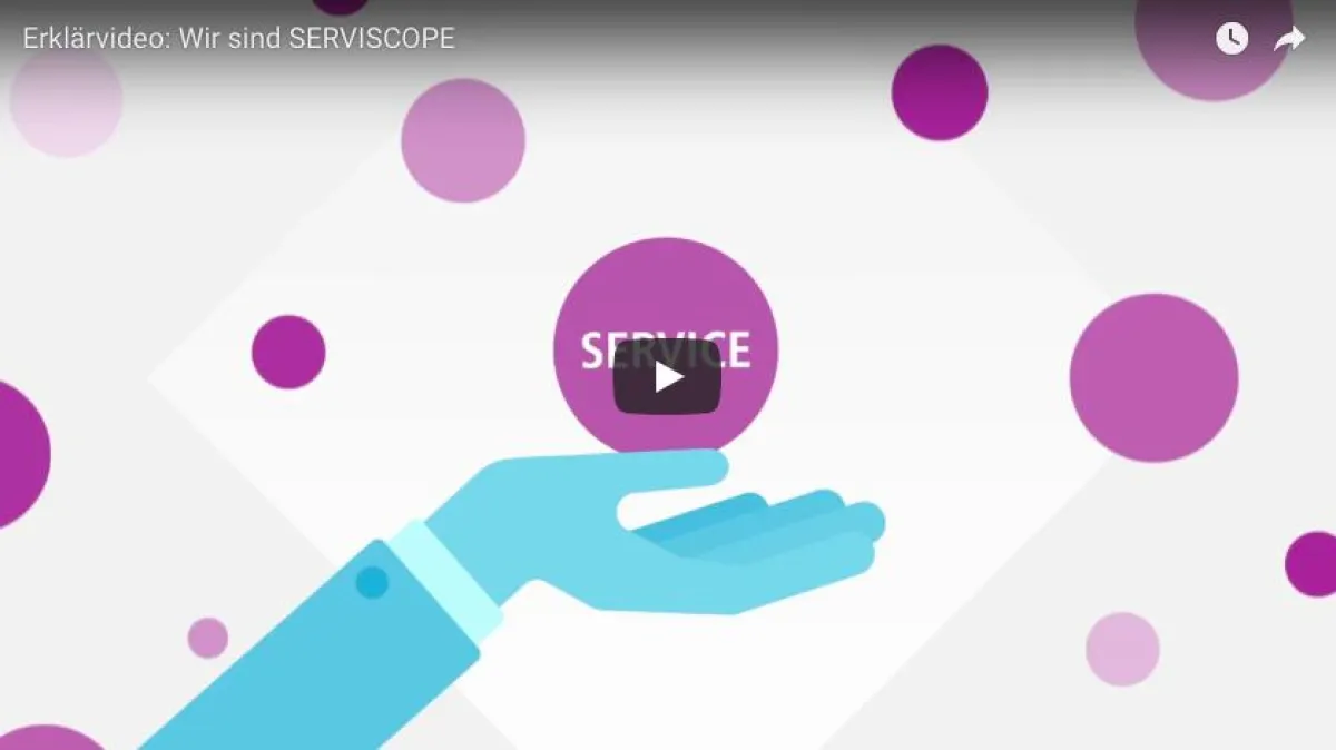 Das Erklärvideo für SERVISCOPE besticht durch klare, reduzierte Grafiken.