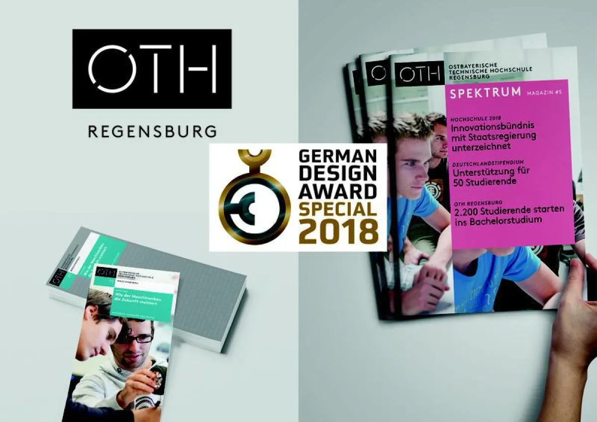 Das CD der OTH Regensburg hat beim German Design Award 2018 den Special Mention-Preis in der Kategorie Excellent Communications Design erhalten.  (Foto: Büro Wilhelm)