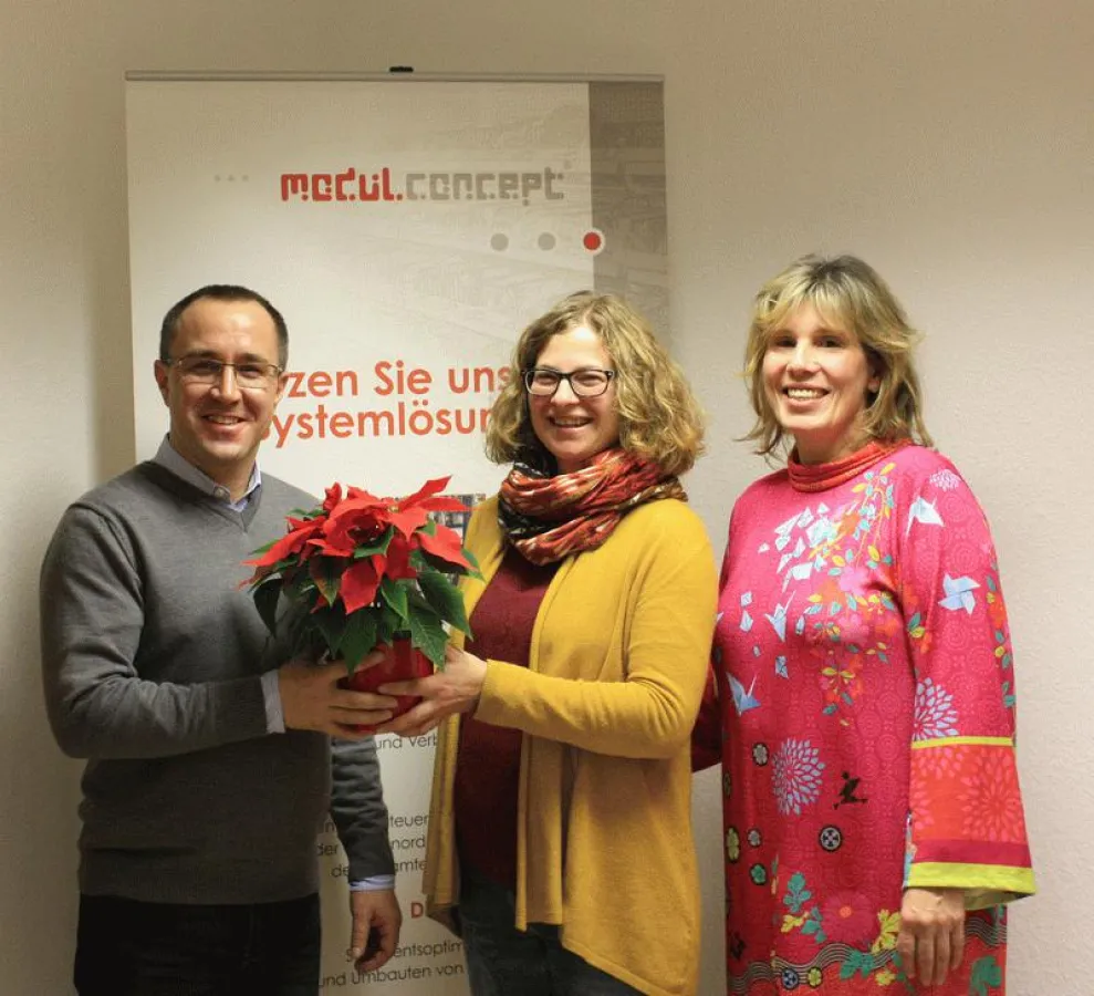 v.l. André Lagois (modulconcept), Katrin Kübeck und Carmen Hühnerfuss (DKSB Chemnitz)