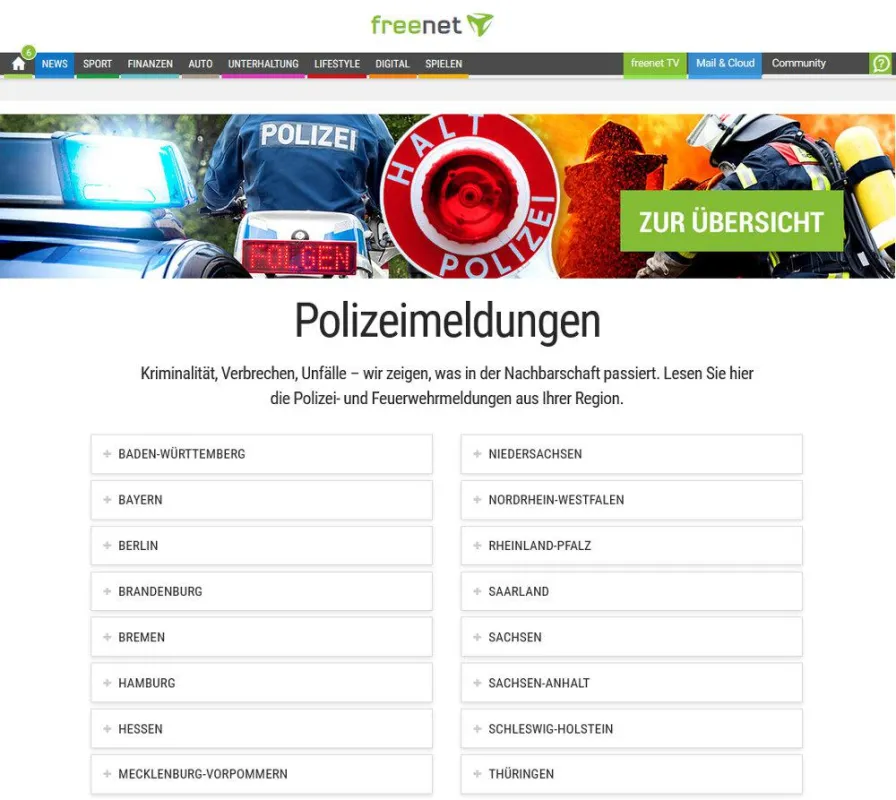 Polizeimeldungen bei freenet.de