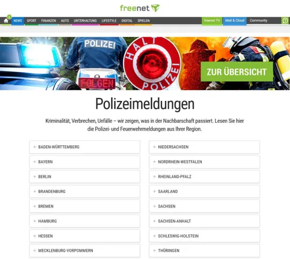 Bild: freenet.de „Polizeimeldungen“: Hier spielt der wahre Heimatkrimi