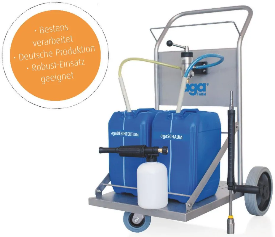 Mit dem agaCLEAN CAR vereinen Sie 3in1: Reinigen/Spülen, Schaum ausbringen & Desinfizieren.