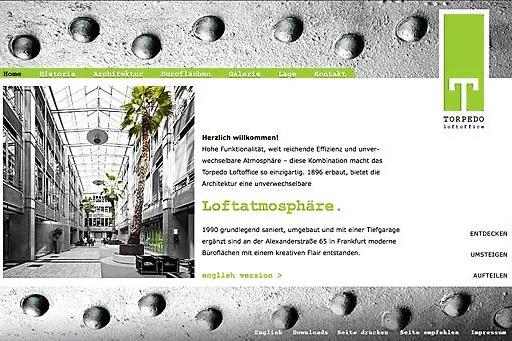 Das neue Torpedo-Loftoffice - zB2 entwickelt Immobilien-Werbung für Frankfurter Büroobjekt Bild: Das neue Torpedo-Loftoffice - zB2 entwickelt Immobilien-Werbung für Frankfurter Büroobjekt