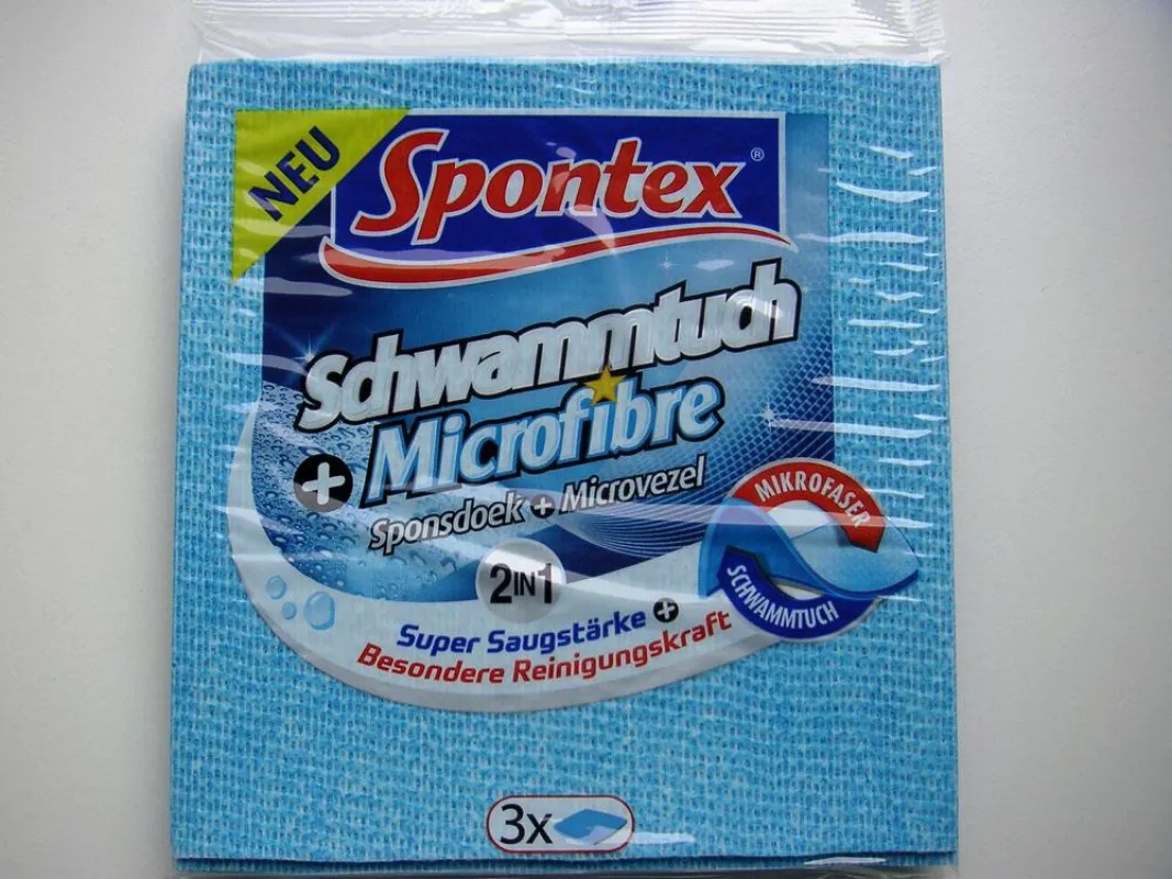 Das neue 2in1-Produkt von Spontex: Schwammtuch+Microfibre