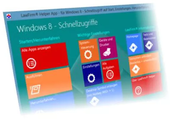 Einfacher Umstieg auf Windows 8 mit dem kostenlosen LawFirm® Helper App Bild: Einfacher Umstieg auf Windows 8 mit dem kostenlosen LawFirm® Helper App