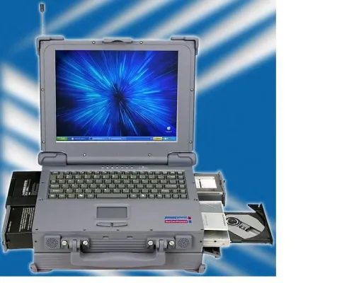 Bild: Modular erweiterbares full-ruggedized Industrie und Militär Notebook mit Intel Core Duo Technologie