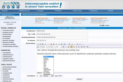 Tool für die Verwaltung von Homepageprojekten - domtool.de Beta-Test läuft als Public Version Bild: Tool für die Verwaltung von Homepageprojekten - domtool.de Beta-Test läuft als Public Version