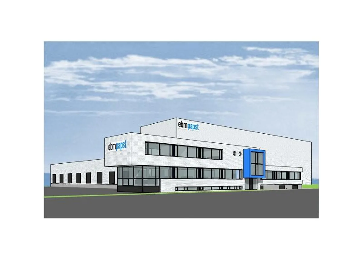 Im Frühjahr 2013 soll das neue ebm-papst Logistikzentrum (Planungsansicht) fertig gestellt sein